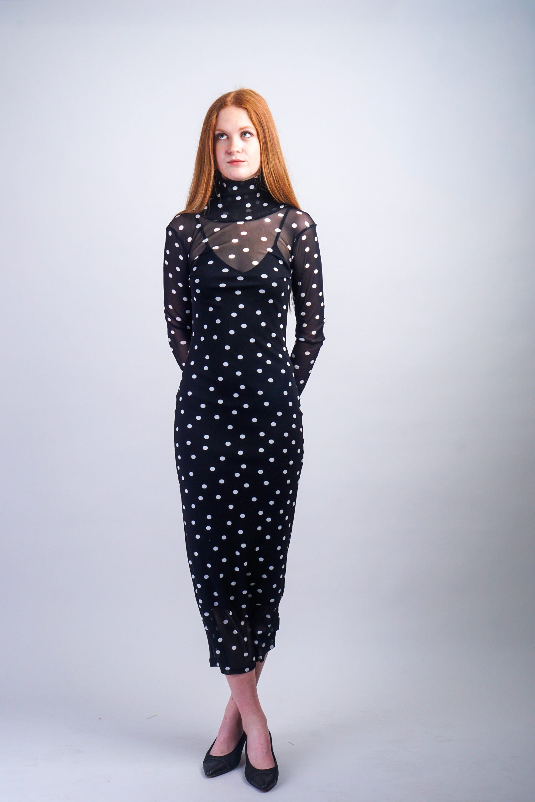 dresses-black-polka-dot-mesh-print-mid-length-dress-1210915912