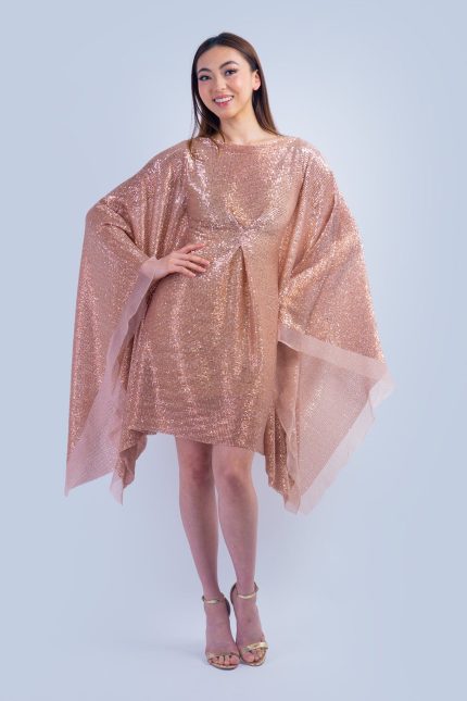 Rose Gold Sequin Milan Caftan Dress