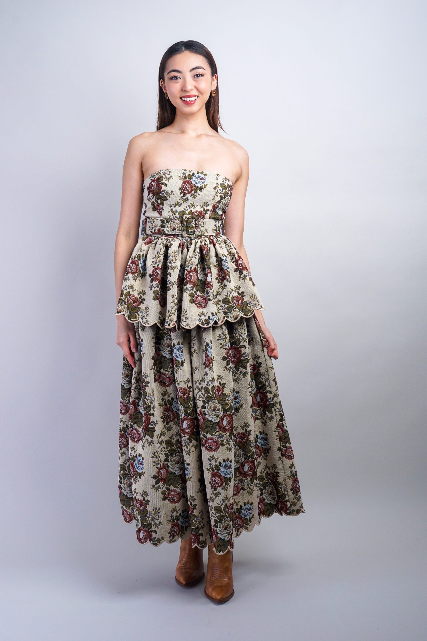 dresses-taupe-floral-jacquard-belted-midi-dress-1215886093